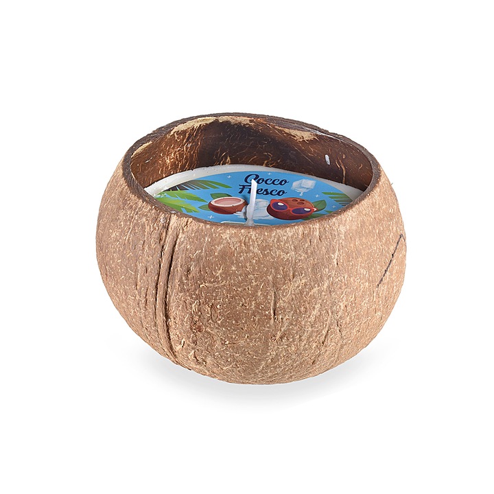 Ароматна свещ в кокосова черупка и аромат на кокос Ø 10,5 см x 7,5 H
