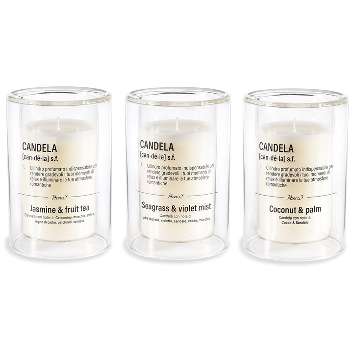 Set 3 lumanari parfumate in borcan Ø 8 cm x 12 H