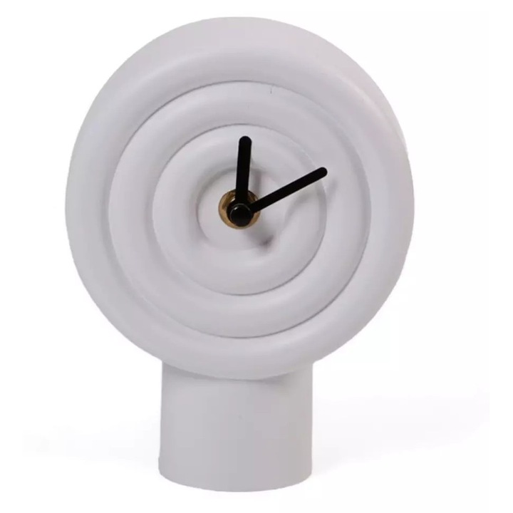 Modern dekoratív óra Estilo Home, fehér, kerámia, 16x12x4cm