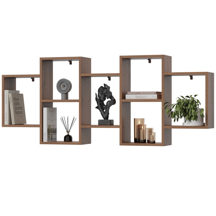 Raft suspendat EstiloHome, 160x18x65,4cm, 20kg, nuc, set montaj inclus