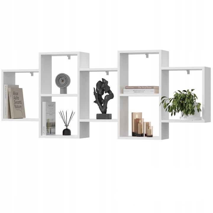 Raft suspendat EstiloHome, 160x18x65,4cm, alb, set cu accesorii de montaj