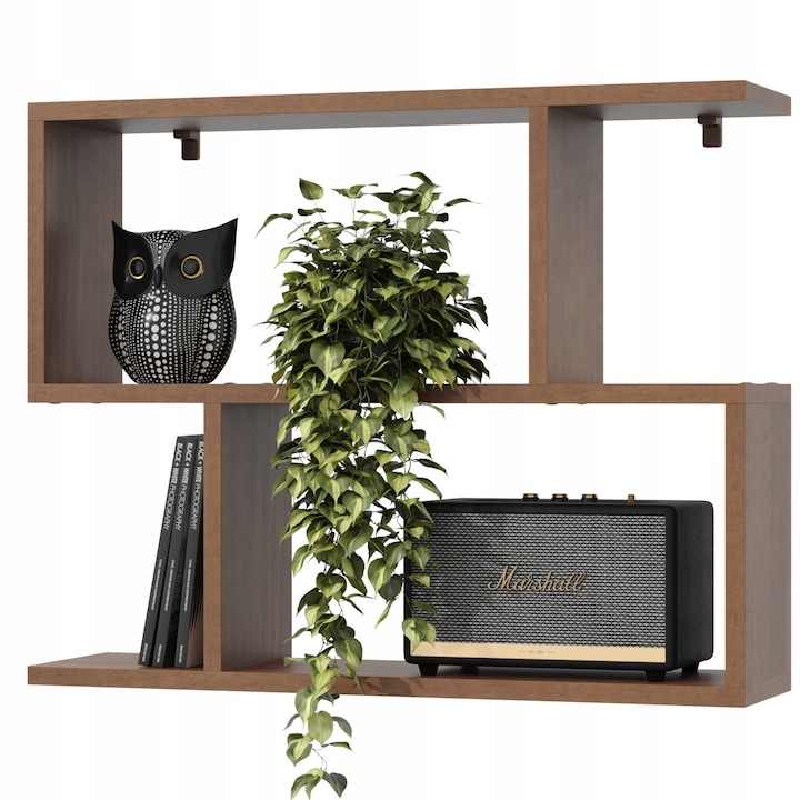 Polka decorativa EstiloHome, 70x18x55,4cm, 10kg, nuc, set montaj inclus