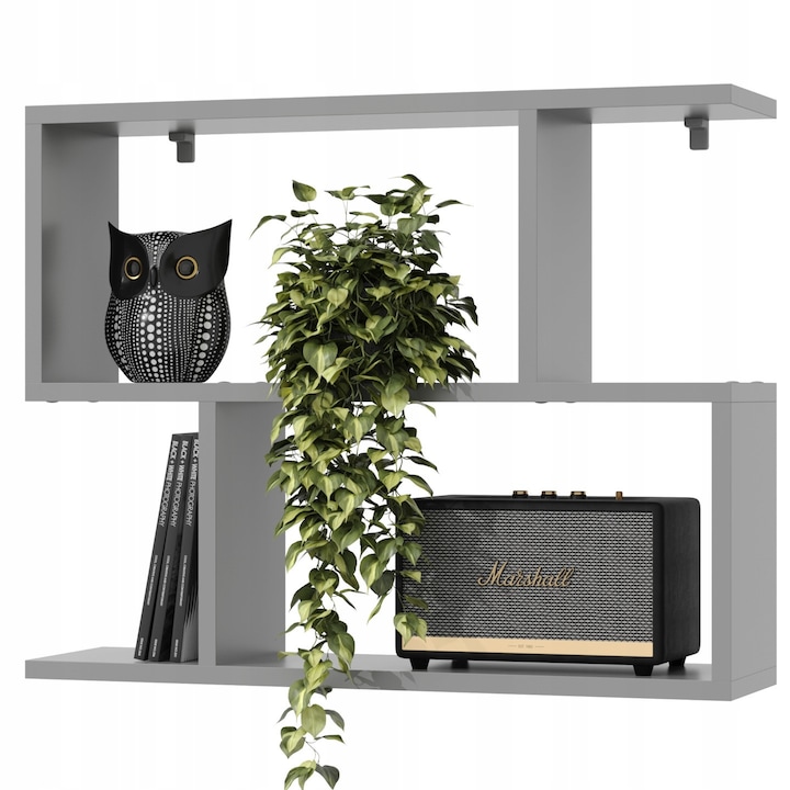 Raft decorativ suspendat EstiloHome, 70x18x55,4cm, gri, set cu accesorii de montaj