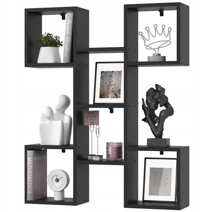 Raft suspendat TALLO 80, Estilo Home, 100x82,2x18cm, negru, set montaj inclus