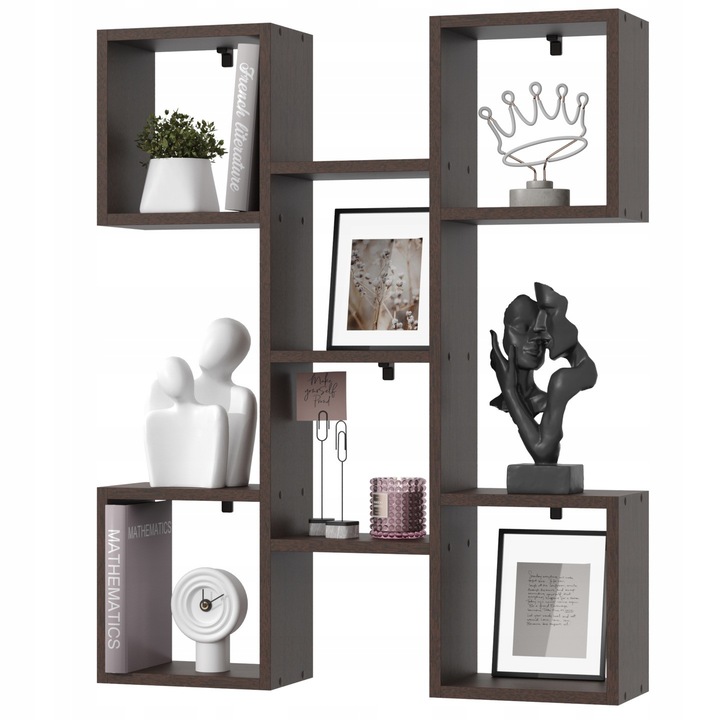 Raft suspendat TALLO 80, Estilo Home, wenge, 100x82,2x18cm, set cu accesorii de montaj