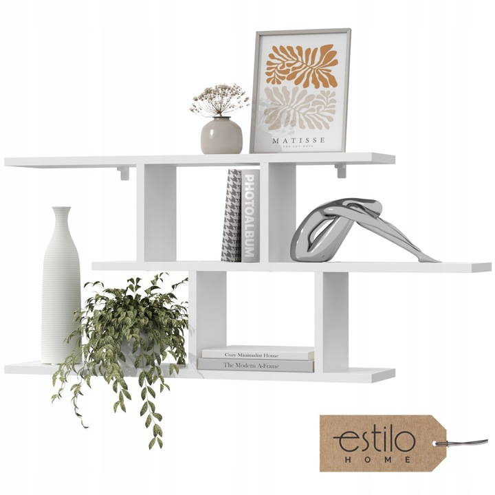 Raft suspendat Estilo Home, 100x45,4x18cm, alb, set cu accesorii de montaj