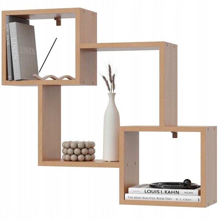 Етажерка за стена Estilo Home, 71,1x78,3x18 см, 9 налични цвята, комплект с аксесоари за монтаж