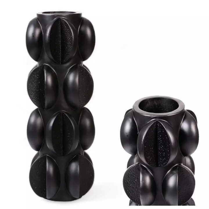 Vaza decorativa inalta Estilo Home, neagra mat, 37x15cm