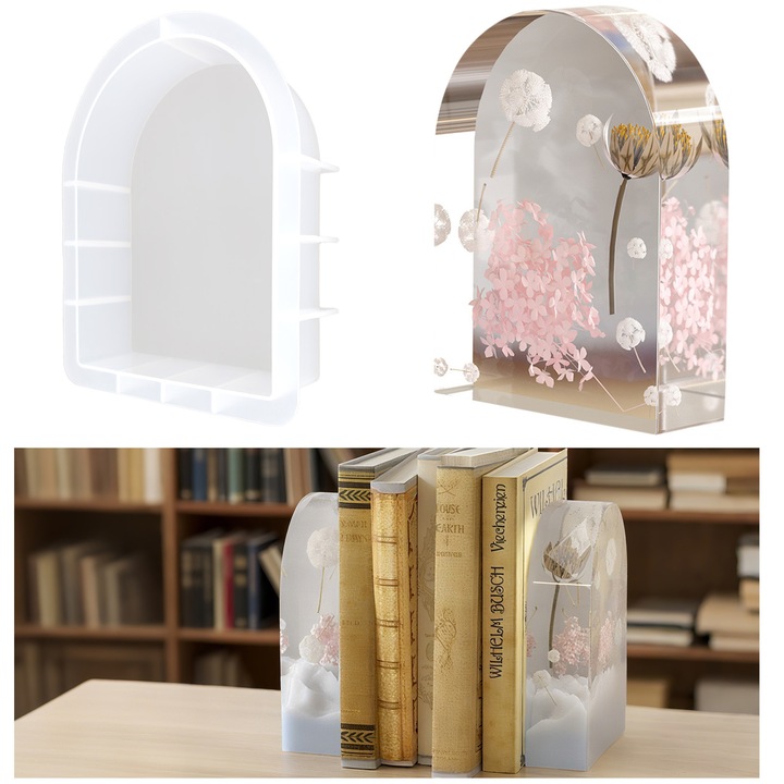 Matrita din silicon, mare, alb, pentru decoratiuni, suporturi de carti, artizanat cu rasina