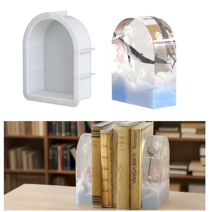 Matrita din silicon, mare, alb, pentru decoratiuni, suporturi de carti, artizanat cu rasina