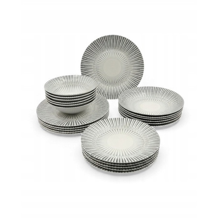 Set portelan alb-negru, 24 de piese HL-2406
