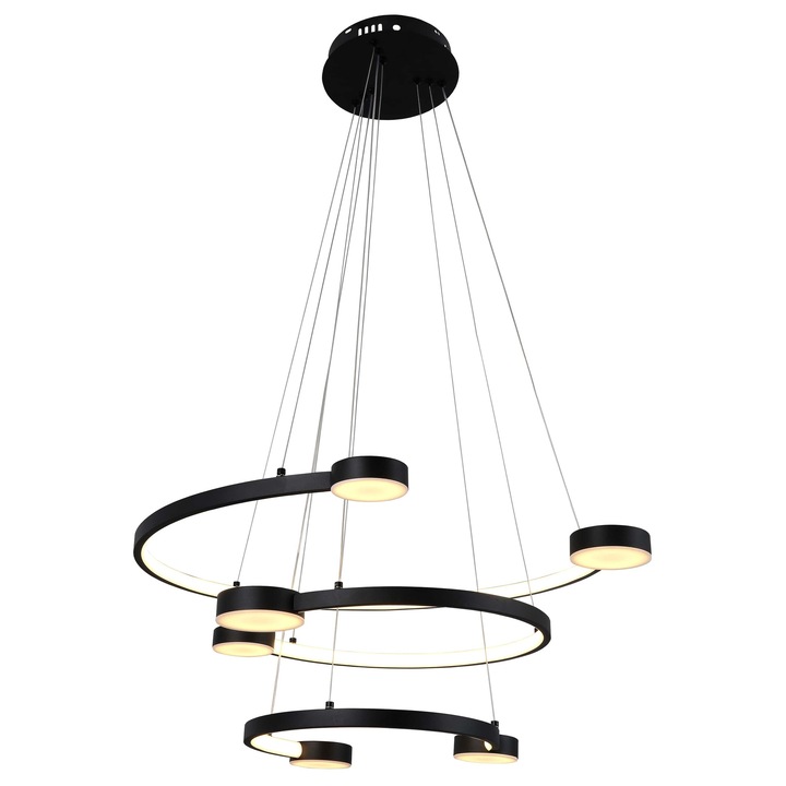 Lustra LED suspendata Optonica, 40W, 3200LM, negru, 3000K