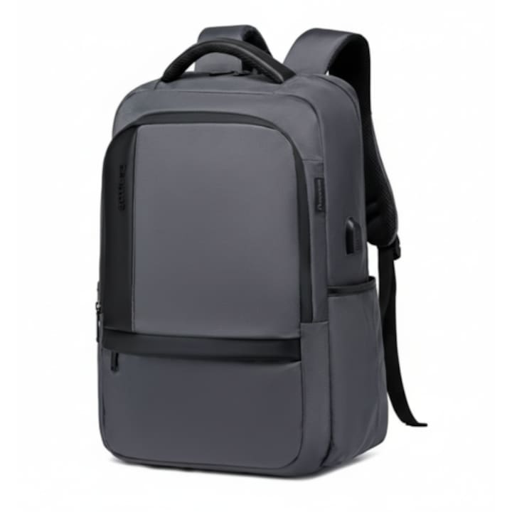 Rucsac laptop Bestbag 17 "3", impermeabil, cu USB, compartimente multiple, gri