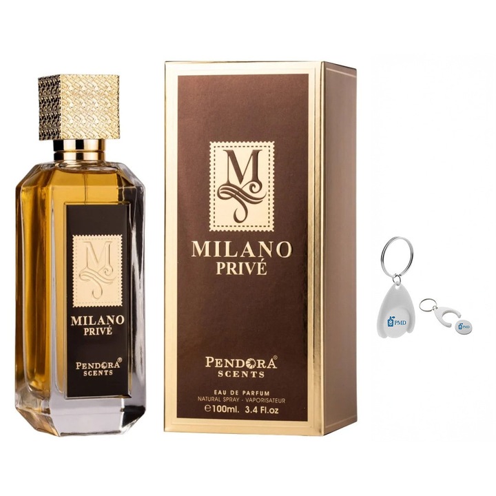 Set Milano Prive Eau de Parfum, Pendora Scents, Férfi, 100ml, Személyre szabott kulcstartóval