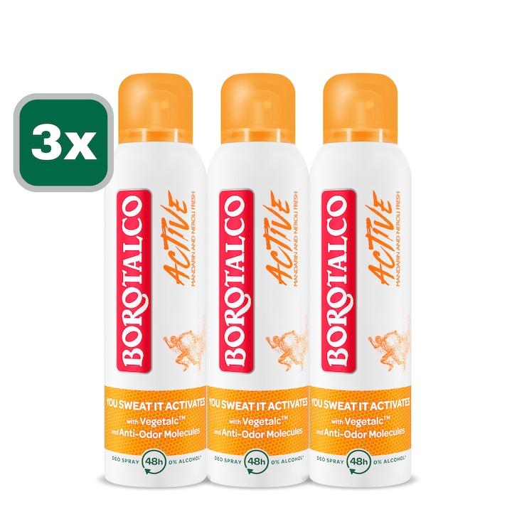 Deodorant Spray Borotalco Active Orange 150ml x 3 bucati