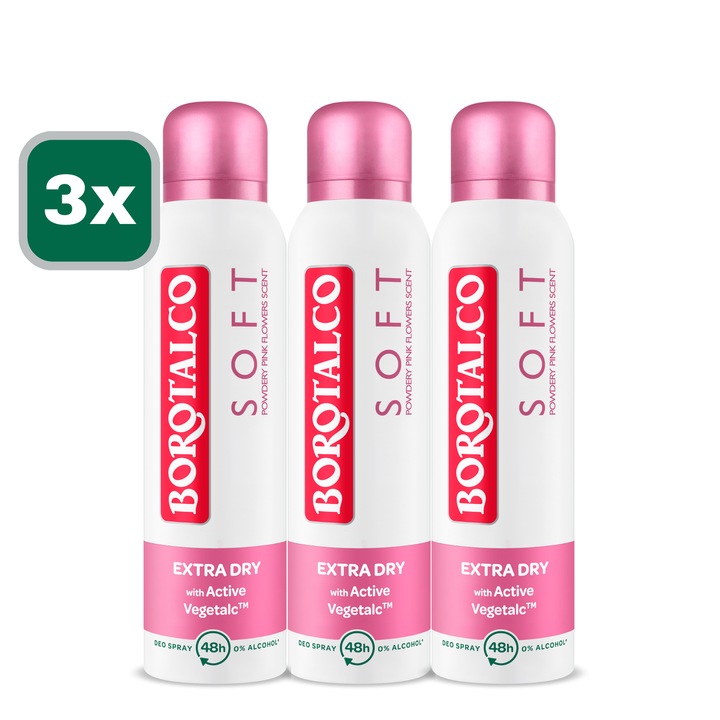 Deodorant Spray Borotalco Pink Soft 150ml x 3 bucati