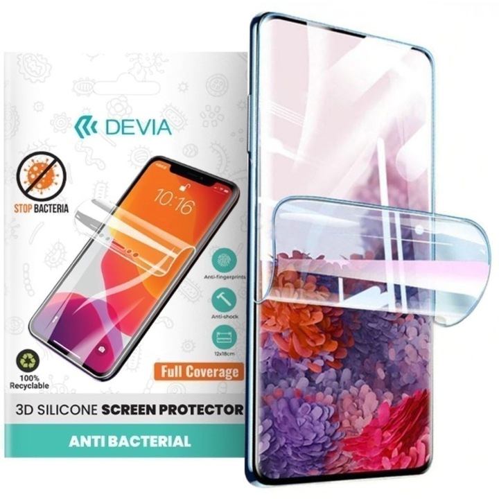 Folie silicon antibacteriană Devia pentru Samsung Galaxy S26 Ultra, transparentă, 0.13mm