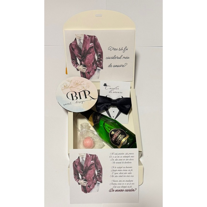 Cutie cadou „Vrei sa fii cavalerul meu de onoare?” BURGUNDY (visiniu)