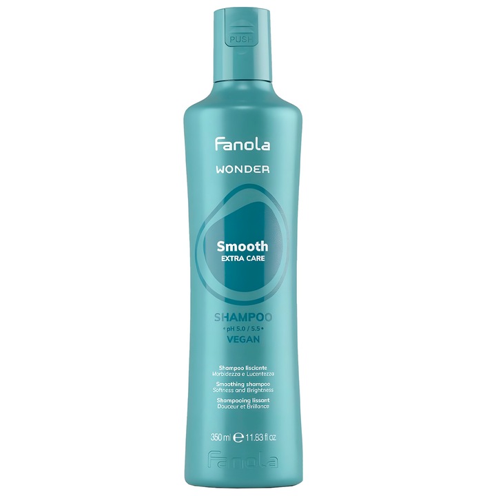 Sampon de par Fanola Wonder Smooth Extra Care, 350 ml, pentru par neted si stralucitor