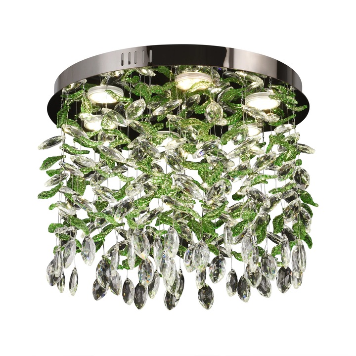 Candelabru LED Cristal LLC211/400GN Rotund, 22W, Diametru 40, Inaltime 30, Lumina Rece/Neutra/Calda, Dimabila, Verde