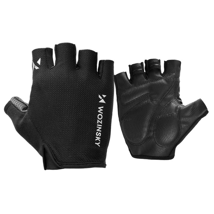 Wozinsky WRR-01M ujjatlan kerékpáros kesztyű, M-es méret, fekete