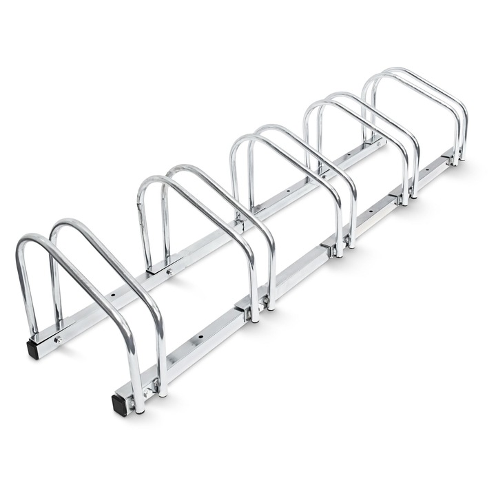 Стойка за велосипеди Relaxdays, 5 места, 130 см, стомана, сребриста