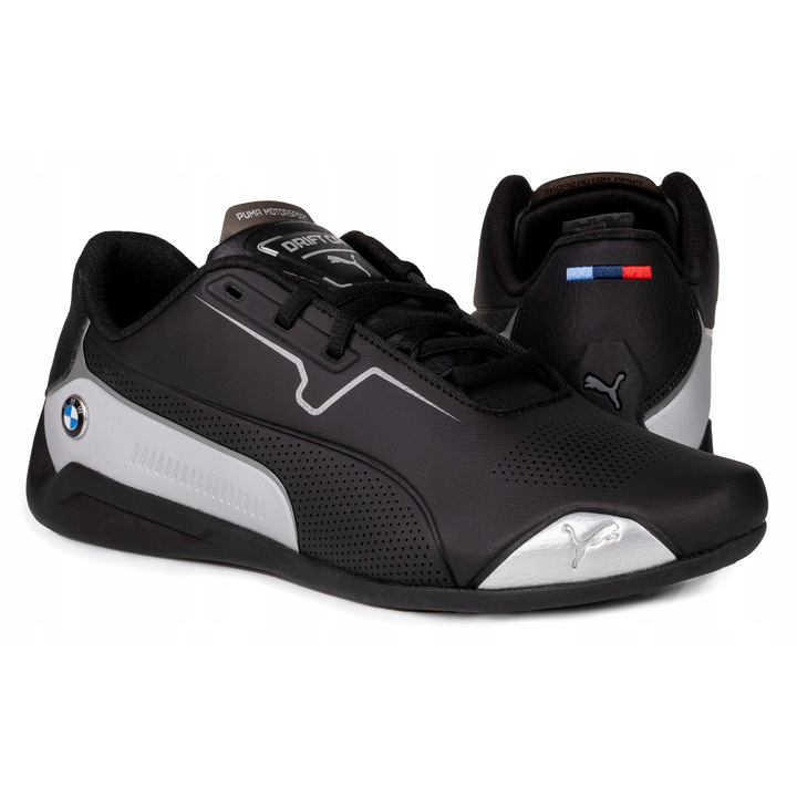 Pantofi sport barbati Puma Drift Cat 8, piele ecologica, alb/negru, 44.5 EU