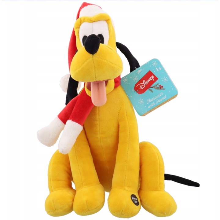 Jucarie de plus Disney de Craciun cu sunet Pluto, 30 cm