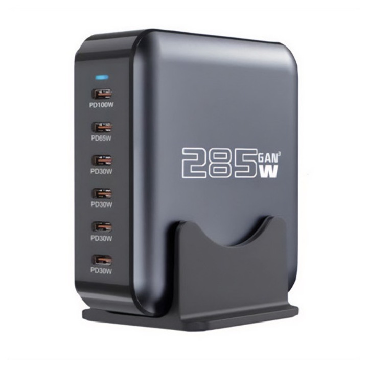 Blackbird bh1668 hálózati töltő 6 type-c aljzat, 285w, gan, pd gyorstöltő, fekete