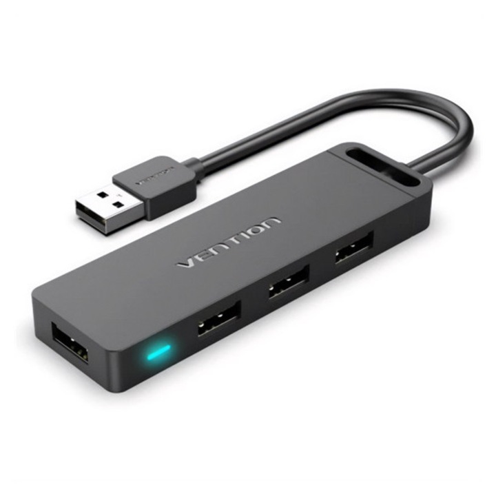 Blackbird bh1304 usb hub 4in1, elosztó, 4 usb 3.0 aljzat, 15cm, fekete