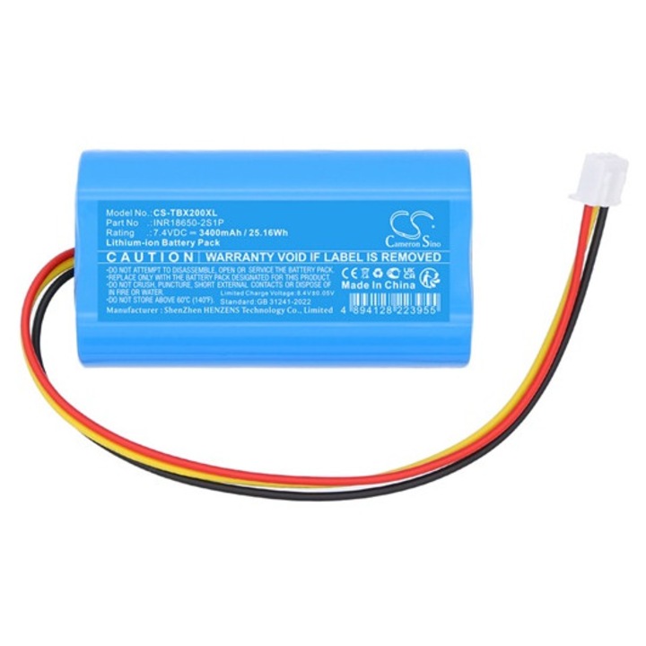 Cameron sino li-ion akkumulátor, 7, 4v, 3400mAh, kompatibilis tribit inr18650-2s1p kék-vel