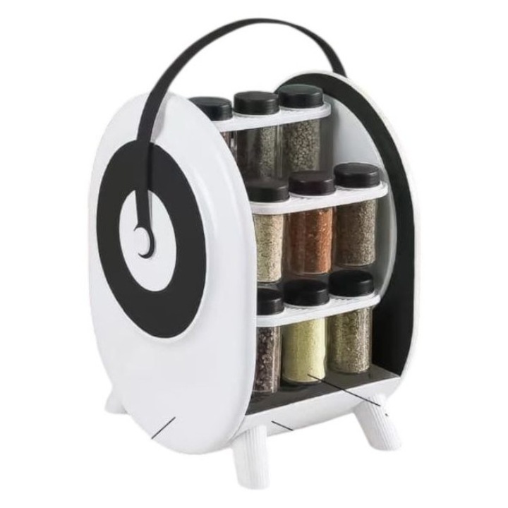 Въртяща се поставка за подправки Stuffix с 18 буркана – интелигентна организация и модерен дизайн