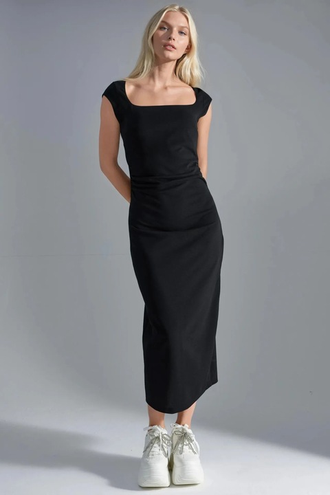 Rochie midi, Busem, negru, jerseu, Negru