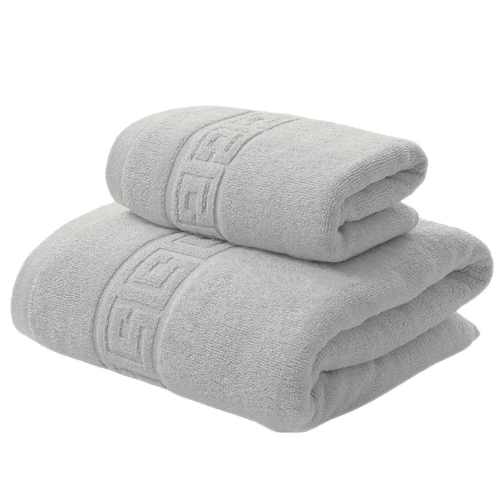 2 darab törölköző szett, 100% pamut, 500 g/m², NufJoy®, 1 fürdőlepedő 70x140 cm és 1 kéztörlő 50x90 cm, szuper nedvszívó, többszöri mosásnak ellenálló, Világosszürke