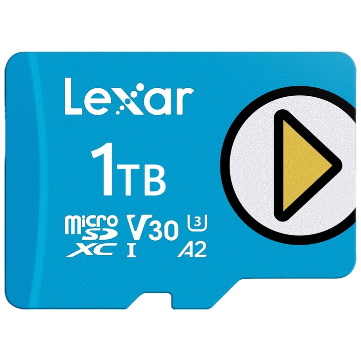 Карта microSDXC 1TB Lexar с адаптер, UHS-I U3, V30, A2, 100MB/s, за смартфон, таблет, дрон, камера