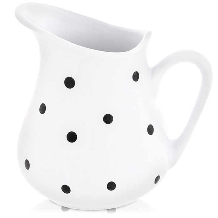 Ulcior ceramica pentru bauturi, Artemis, 480 ml, alb cu model in buline, 13,5x11x13 cm