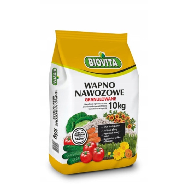 Biovita granulált műtrágya 10 kg, savanyú talajokhoz, javítja a szerkezetet és a kalcium- és magnéziumtartalmat
