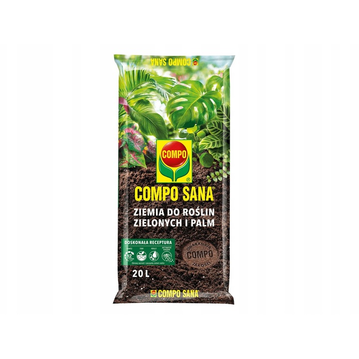 Субстрат за зелени растения и палми, Compo Sana, 20 L, pH 5.0-6.5, стартов тор за 8 седмици
