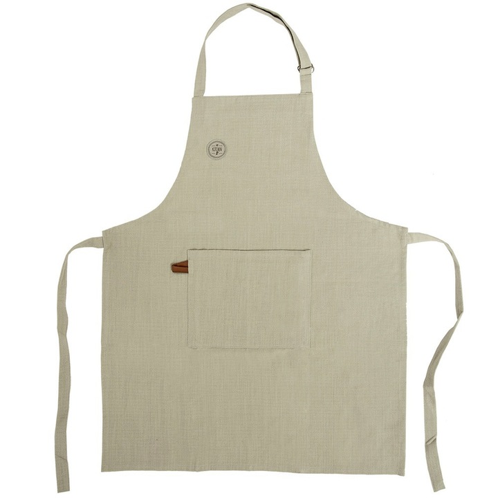 Fartuch bucatarie Artemis, model Greenish, 100% bumbac, 70x86cm, cu buzunar, verde