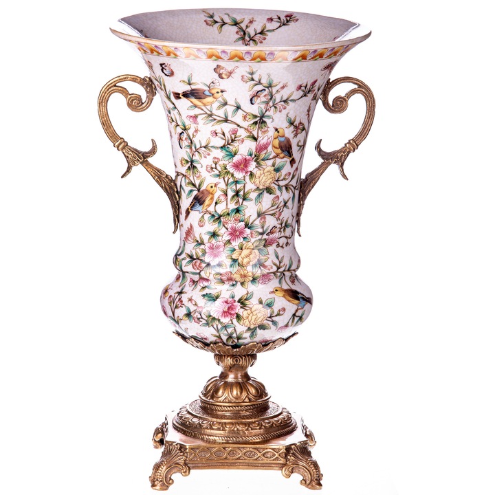 Vaza decorativa din portelan cu montura din bronz
