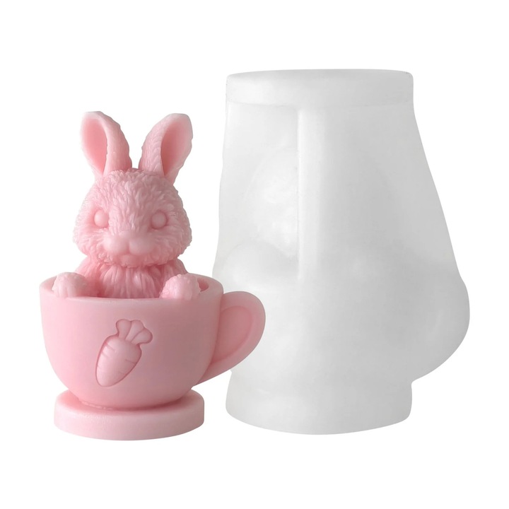 Matriță de silicon, Milmatt, Iepuraș în cească, reutilizabil, 200C, fără miros