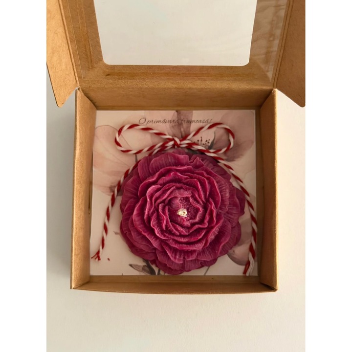 Lumanare parfumata handmade Avelia, bujor, ceara naturala soia, parfum Apricot Rose, 5, 5x6x2, 5 cm