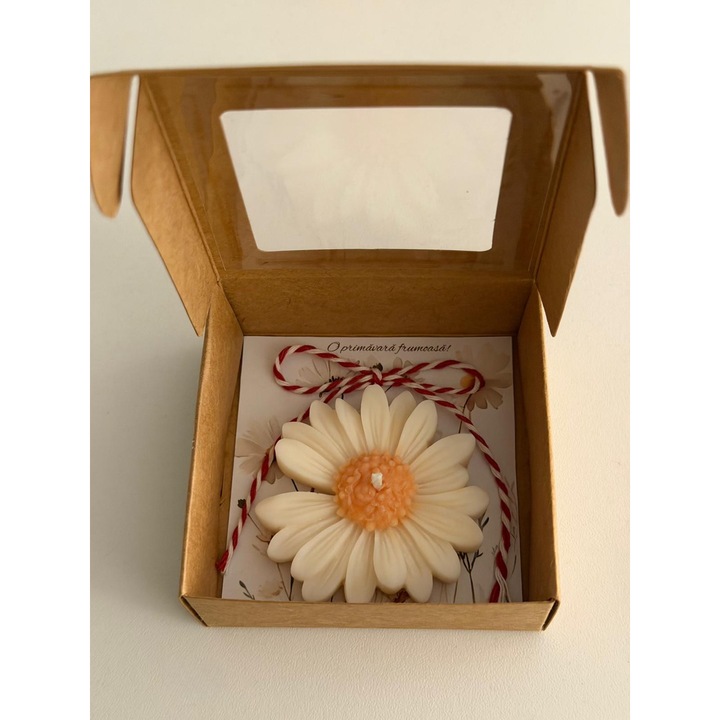 Lumanare parfumata martisor Avelia, forma garoafa, parfum Apricot Rose, ceara naturala soia, 6x6x1.5 cm