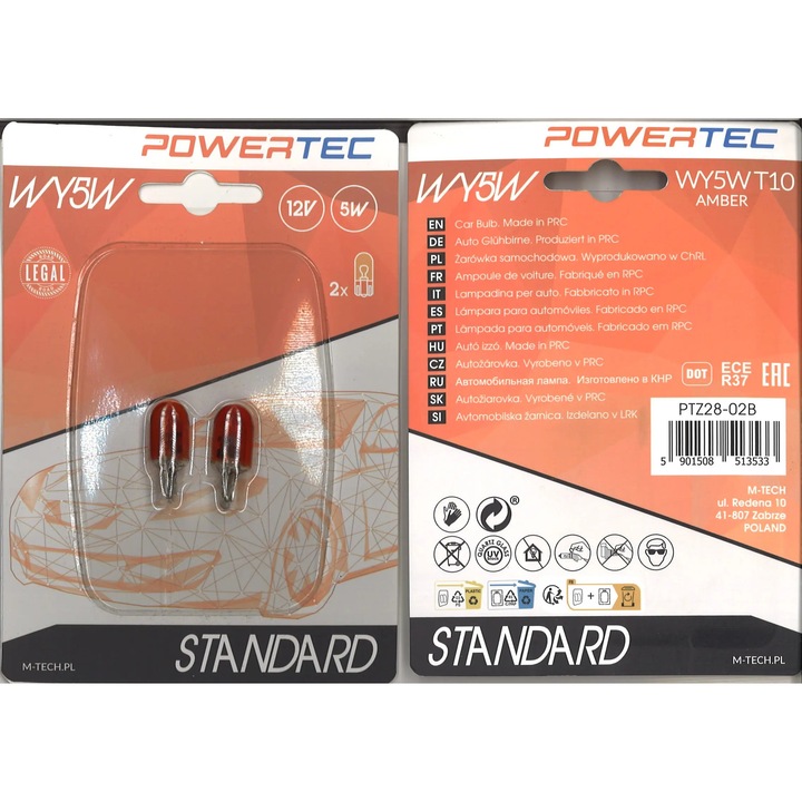 M-Tech POWERTEC M-TECH 12V 5W WY5W AMBER STANDARD (2 бр.) крушка MTRLND_DNXEJQLLFRMMKJ