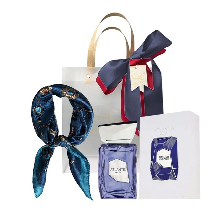 Set Atlantis French Avenue, Extract de Parfum, Unisex 100 ml + Selyemsál + Ajándéktáska