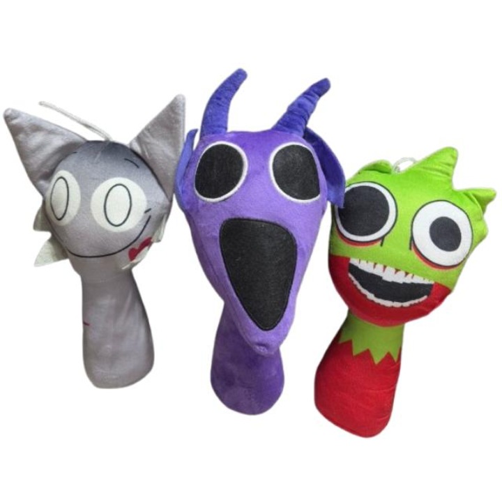 Set 3 jucarii de plus Sprunki, 23 cm, multicolor