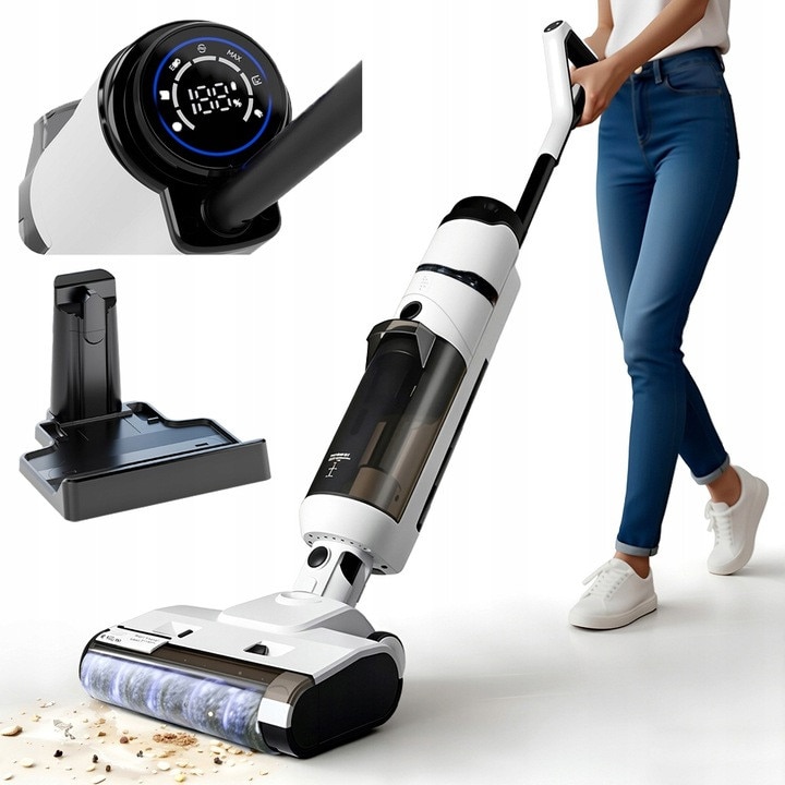 Pulverizator manual fara fir 2 in 1, model alb pentru casa cu detectare si functionalitate LED, pulverizator puternic de 12000pa, 2 in 1, pulverizator manual fara fir, model alb pentru casa cu detectare si functionalitate LED