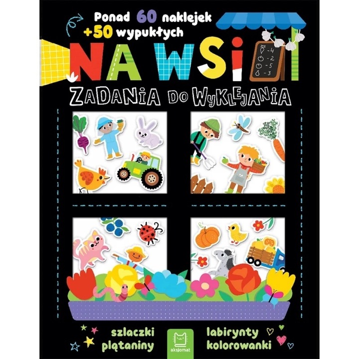 Carte de activitati cu autocolante, AKSJOMAT, 60 autocolante, multicolor