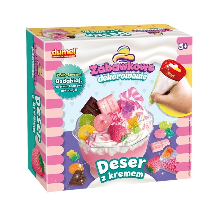 Set creativ de decorare desert, Dumel, 1x masa crema 30ml, 1x masa plastica 60g, multicolor, 5+ ani