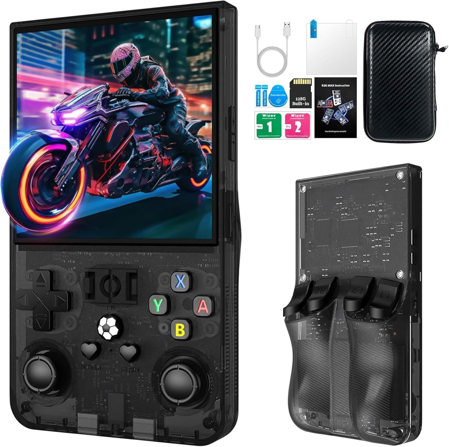 Consola de jocuri portabila Retro, Bedee®, Arcade portabila de buzunar, Sistem Linux, incorporat 18000+ jocuri,720x720,64G, HD 4.0" IPS,26 simulatoare, ergonomic, Arcade portabila de buzunar,4000mAh reincarcabil,5V/2A (10W)